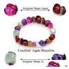 Charm armband droppleverans 2021 10-12mm knäckt agat irregar form natursten colorf pärlor armband 7 chakras genston lycka till dhyst