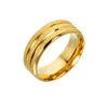 Anéis de casamento Três cadarços de areia Scrub Gold Color Ring Vintage Casual Style For Mull Men Gift Round Bands Stainless Steel Jewel