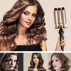 3 Barrel Curling Eisenstab - 1 Zoll Keramik Turmalin Dreifachfässer, Doppelspannungs -Crimp -Werkzeug, bester Haarwander für Strand/Frizz -freie Wellen (Rosa/Schwarz/Gold)