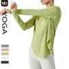 2023 Desginer al Yoga t Krótki top Alotop Spring i Autumn Loose Casufitness Ubranie Bluzka z długim rękawem