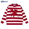 Herrenpullover Hip Hop Mode gestreifter Pullover Streetwear Little Devil Grafik Stickerei Stricke Herbst Herbst Casual Cotton Pullover 230818