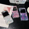 Zflip5 bling diamante pieghevole custodie rigide per samsung galaxy z flip 5 4 flip4 zflip5 rhinestone di lusso ragazze shinny cuore amore glitter pc acrilico cround telefonico trasparente