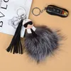 luxe logo Fluffy Karl Echt Wasbeer Bont Pompom Monster Tas Bugs Charme Sleutelhanger Pluche Sleutelhanger Lederen Kwastje Pompom integriteit