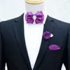 Neckbindungen Fliege Krawatte Brosche Set für Männer Business Suits Accessoires Kragen Blumen Herren Hochzeits Strasssteine ​​Bowtie Pins Tasche Handtuch 3-teilig 230818