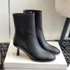 Aeyde high-heeled ankle boots Round toe kitten heel zipper leather fashion booties Designer dress wedding shoes 6.5cm