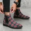 Boots Chelsea Men canvas stof lage hak hoge top kale zijde elastische riem schoenenbedrijf casual 230818