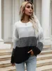 Damestruien Jim Nora Women Crew Neck Color Block Sweater Sweater mode Casual pullover jumper tops vrouwelijke trendy