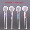 Wholesale Cheap 12cm diamond glass oil burner pipe mix color glass hand tube nails water pipe for smoking