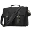 Briefcases Highend A4 Vintage Brown Black Genuine Crazy Horse Leather Executive Men Briefcase Portfolio 14'' Laptop Messenger Bag M9371