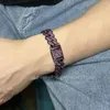 Chaînes ULJ Hip Hop Cubain Lien Chaîne Pour Hommes Femme Glacé 14 MM Violet Strass Bijoux Bling Collier Braclet