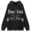 Mens Hoodies Sweatshirts Eesthetics Black Love Foam Printing Zipper Hoodies Women Y2k Streetwear Grunge Overdimensionerad tröja HARAJUKU GOTH LOOK COL J230818