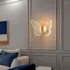 Lampada a parete Butterfly Creative Creative Camera da letto per il moderno soggiorno Minimalista TV Sfondo Adesione Light Dishing Aione