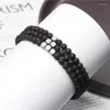 STRAND 3PCS/SET HANDMADE 4MM NATUURLIJKE STEEN kralen Bracelet Men Fashion Lava Rock kralen Charme voor vrouwen Homme vriend geschenken