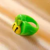 Cluster Rings Cute Fruit Y2K Style Vintage Acrylic Heart Ring Cold Wind Love Resin For Women Girls Summer Travel Jewelry