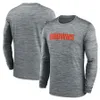 Cleveland''Browns''Men Heather Grey Sideline Team Velocity Performance Camiseta de manga comprida