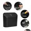 Décorations d'intérieur 2022 Hanging Car Trash Can Storage Box Abs Supplies Square Press Accessoires Pièces W220312 Drop Delivery Mobile Dh5Yz