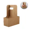 Fubry spodki 5pcs jednorazowe Kraft Paper Cup Holder Holder Drink Drink z uchwytem