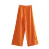 Pantaloni da donna s keyanketian lino autunno miscela wideleg stile casual tratto nodo anteriore nodo ad alto colore pantaloni a colori solidi 230818