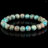 Strand Natural Blue Sea Sediment Jaspers Stone Bracelet Beads Jewelry Gift For Men Magnetic Health Protection Women 6 8 10mm