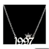 Anhänger Halsketten Personalisierte Geburtsjahr Nummer Custom Crown anfängliche Halskette Anhänger für Frauen Mädchen Geburtstag Schmuck Sonderdro otwjy