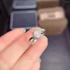 Anelli a grappolo gioielli fine 925 argento sterling intarsiato con gemma naturale nobile fiore ovale per fiore ovale di supporto anello opale bianco