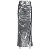 Юбки High Street Fashion с низкой талией из искусственной кожи плиссированная оберщенная юбка для бедра
