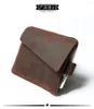 Wallets Leather Men's Short Pull Card Holder European And American Retro Real Pickup Bag Men Wallet Genuine