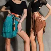 Stage Wear Adult Women Latin Dance Tassel Hip Scarf Skirt Ladies Fringed Triangular Performance Clothing