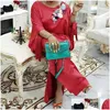 Basic Casual Dresses Vintage Plus Size African Satin Maxi Bat Sleeve Retro Elegant Women Evening Party Oversized Long Dress Robe V Dhzfq