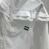 Women's Blouses & Shirts Designer Luxury brand embroidered shirt ce designer casual shirts autumn cardigan coat fashion long sleeved tshirt white cotton jacket QR2Z