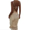 Basic Casual Dresses Summer Women Satin Long Dress Sexy Sleeveless Backless Spaghetti Strap Silk Mermaid Es Female Nightclub Party Dh6Ay