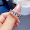 Cluster Rings Classic Half Eternity Gemstone Silver Ring Totalt 0,84CT 3mm Natural Tanzanite 925 Jewelry Gift For Wife