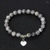 Strand 316L Serca ze stali nierdzewnej Urok Bracelets Bracelets Kobiety oryginalne ametyst wisiorek natury kamień koralikowy para biżuteria pulsera