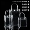 Packing Bags Wholesale Limited 10Pcs Lot Transparant Pvc Gift Tote Packaging With Hand Loop Clear Plastic Handbag Closable Garment B Oted7