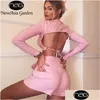 Calça de duas peças femininas Ásia rosa ativo conjunto de roupas mulheres sexy sem costas de manga longa shorts tampas de shorts de traje feminino de verão dhe1z