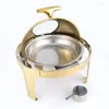 Plattor lyxigt stort rostfritt stål chafing maträtt guld 6.5L Big Roll Top Round Catering Warmer