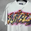 Prawdziwy rozmiar Paris Mens plus koszulki 24SS Designer T Shirt Europe Europe Graffiti T-koszule luksusowe koszulki damskie bawełniane t-shirt t-shirt TEE TEE