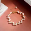 Strand Sell Sweet 14k Gold Color Filled Natural Freshwater Pearl Ladies Charm Armband smycken för kvinnliga gåvor
