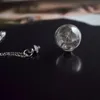 Colares pendentes Dandelion Faça um desejo de tampa de parafuso de parafuso Bola de vidro de vidro esterlina color de cor de prata feminino Cara boho moda