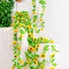 Decorative Flowers 240cm Artificial Sunflowers Cane Rattan Fake Vines Garland Green Plants Leaf Wall Hanging Home Wedding Party Fence Decor