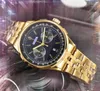 Sous Cadran Travail ICE Out Hip Hop Hommes Chronomètre Montres En Cuir En Acier Inoxydable Ceinture Mouvement À Quartz Horloge Super Lumineux Ensemble Lumieux Auger Montre Prix De Gros Cadeaux