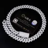 Qianjian Iced Out Sterling Sier Tennis Necklace 8mm Gold Plated VVS Moissanite Diamond Cuban Link Chain