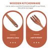Din sets sets houten vork draagbaar frituren slijtage-resistente keukengerei lange handgreep kookgereedschap