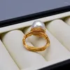 Cluster Rings Vintage Women's Natural Large Grain Baroque Pearl Gold Handmade personlighet smyckengagemang