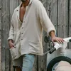 Erkekler Sıradan Gömlek Beyaz Tops Tişörtlü Adam Bluz Uzun Kollu Vintage Pamuk Keten Erkekler Gevşek Bol İpek Ropa Kimya Homme 230818