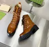 Black Real Leather Boot Sneaker Womans Boots de luxo Men Sapatos de couro Jumbo Laces Martin Plataforma tornozelo com tamanho de caixa 35-42