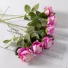 Decorative Flowers Heads 7cm Artificial Rose Silk Long Branch Bouquet For Wedding Home Room Table Centerpiece Decor Fake Plant Wreath Acces