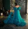 Sukienki dla dziewczynek turkusowa tiul księżniczka ręcznie robiona sukienka kwiatowa mama i ja pasują suknie dzieci.