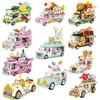 Lepin Car Build Model Kit Ice Cream Toy View City Build Block Chining Car Mini Building Builds Barbie Auto Food Snacks Shop Lepin Brick Toy for Girl Snack Bar