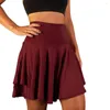Skirts Women Mini Skirt Double Layers High Waist Wide Band Workout Tummy Control Cheering Dance Sports Female Clothes